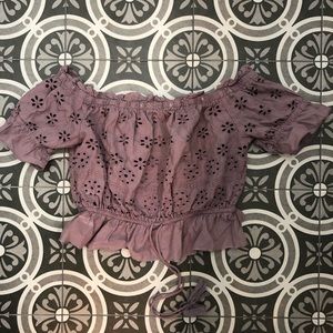 Off the shoulder lace crop top size XS purple